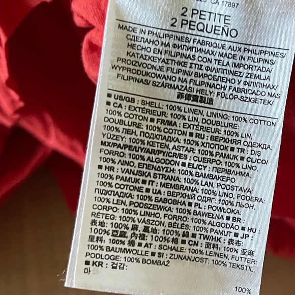 Banana Republic| Vibrant Red 100% Linen Sleeveless Shirt Dress, Lagenlook Style• - Picture 10 of 12